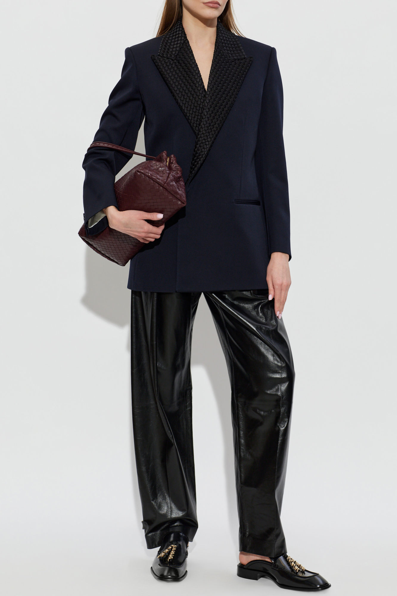 Black Double-breasted blazer with a single vent Bottega Veneta